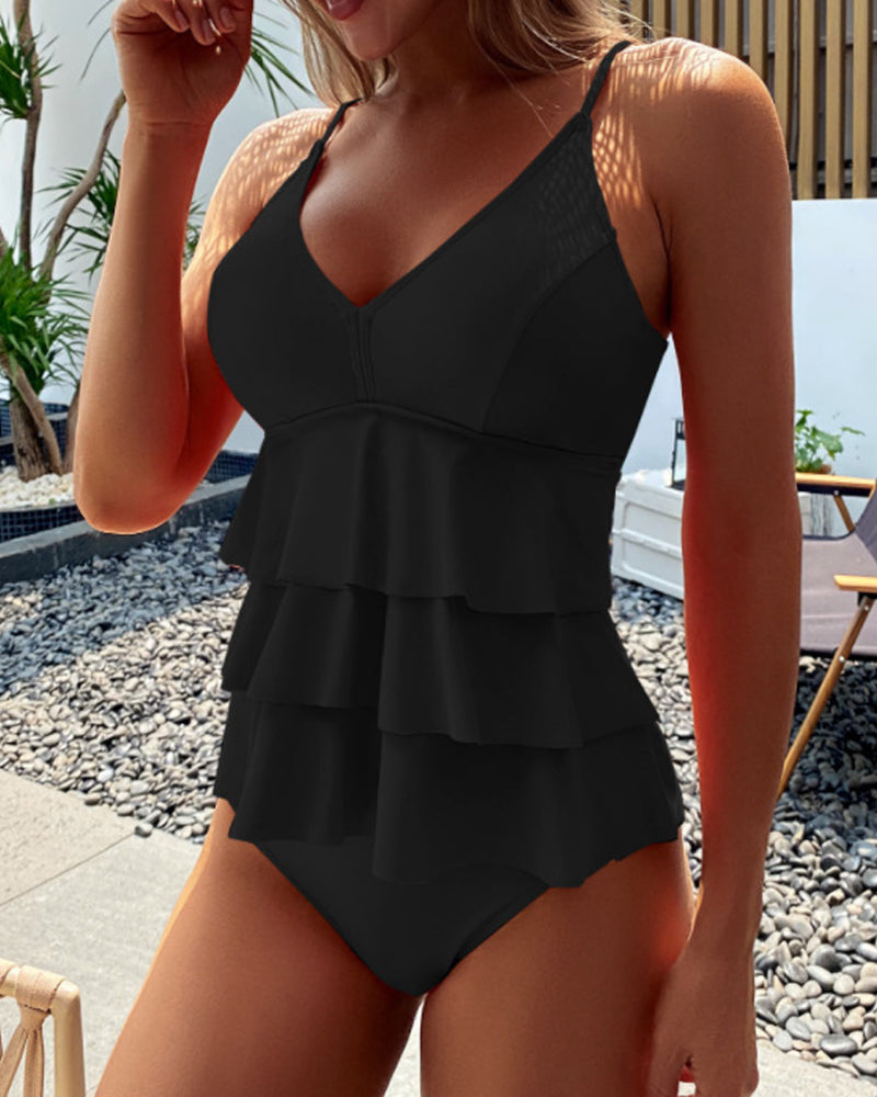 Sarah | Simple Swimsuit with Decorative Ruffles