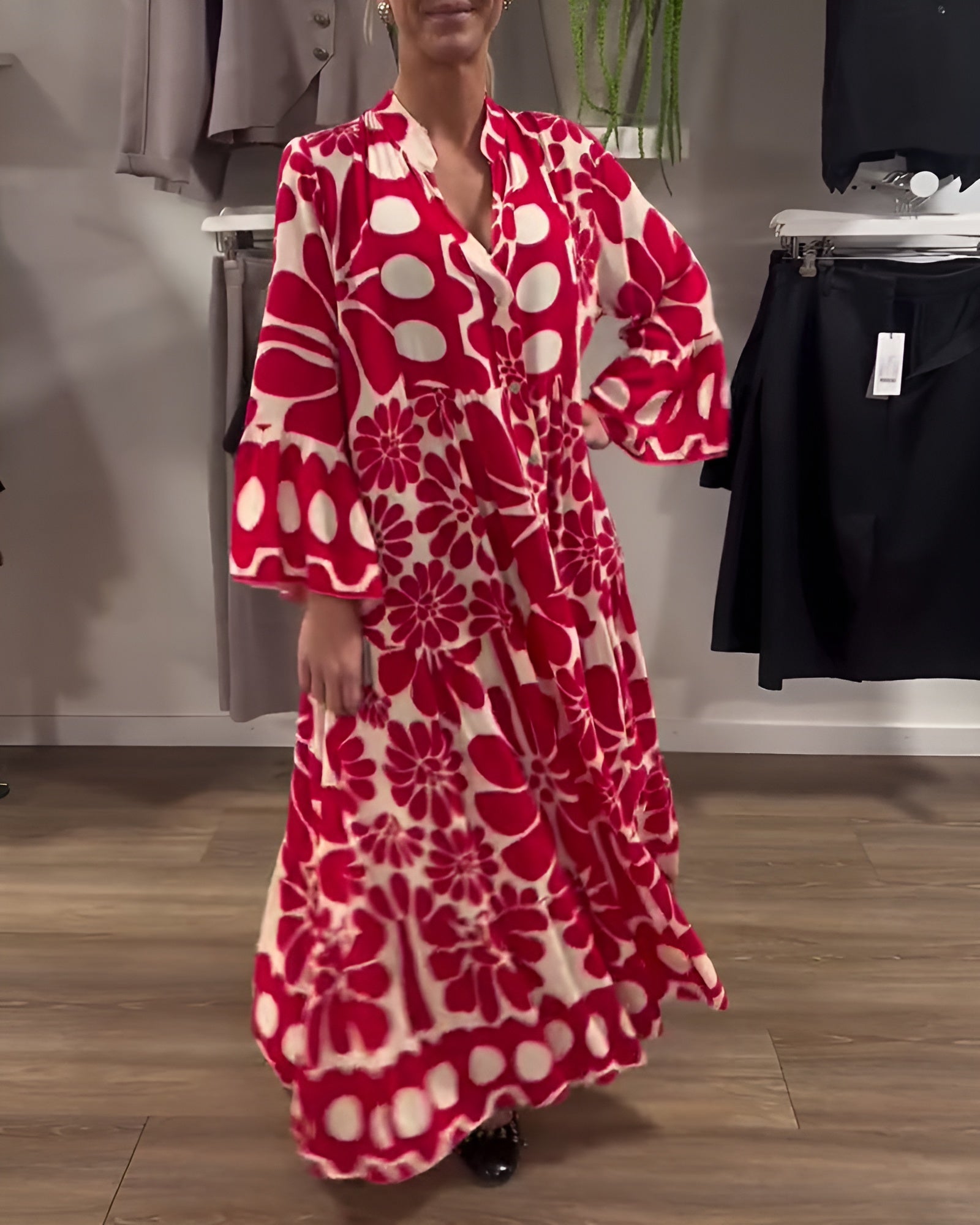 Marielle | Elegancka Sukienka Maxi z Wzorem